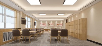 现代职工食堂3D模型下载